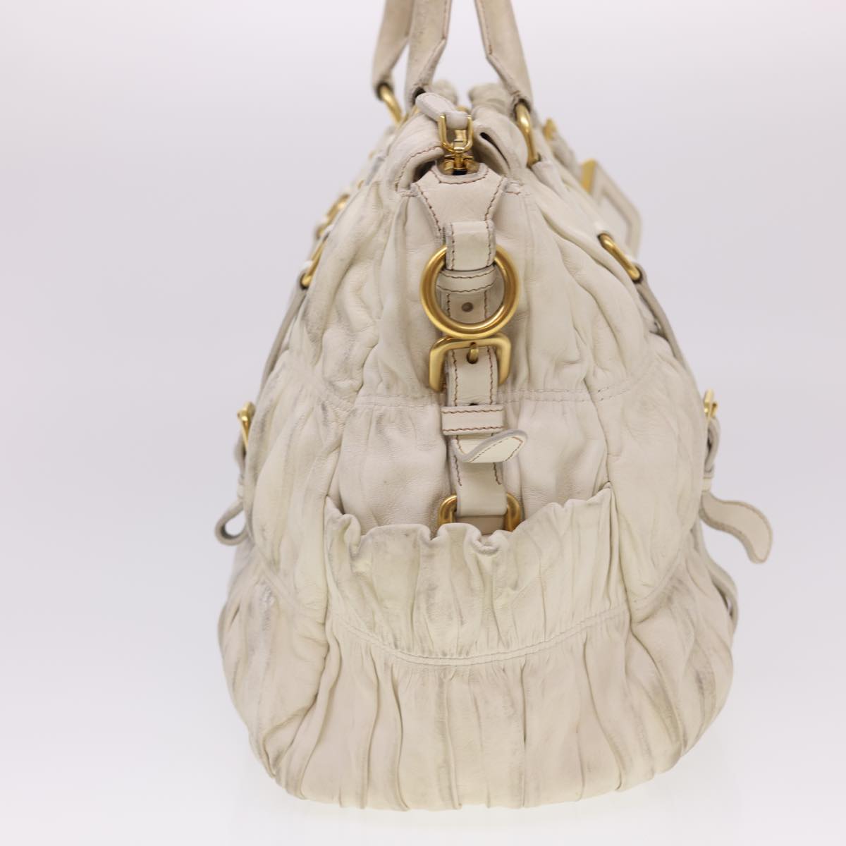 Prada Hand Bag Leather 2way White