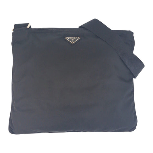 PRADA Shoulder Bag 42 Nylon Black SilverMetal Crossbody Shoulder Bag Unisex Test Triangle With logo Women(Unisex)