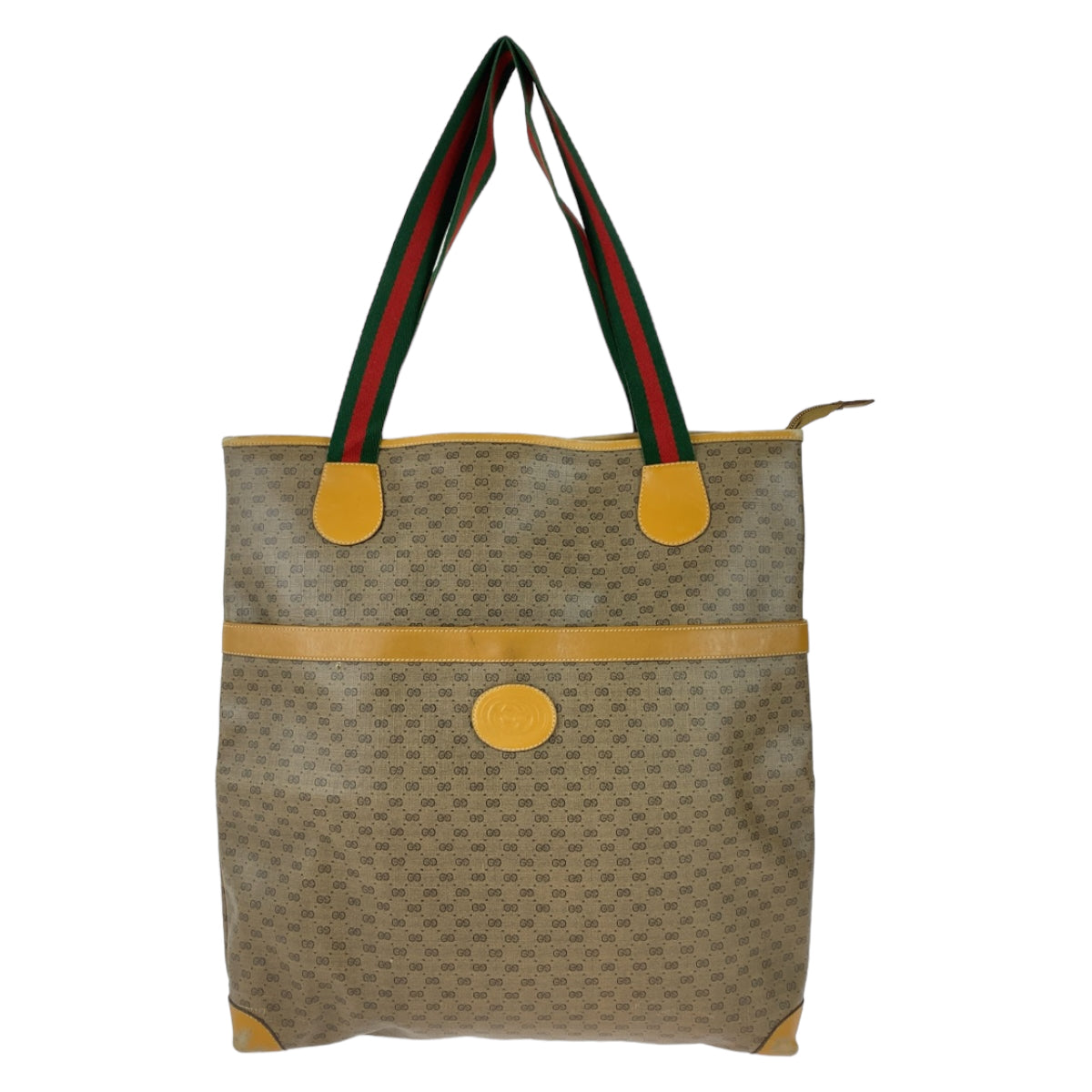 GUCCI Tote Bag 002 983 0163 GG Supreme Canvas Brown Beige Gold Metal Old Gucci Shelly Line Micro GG
