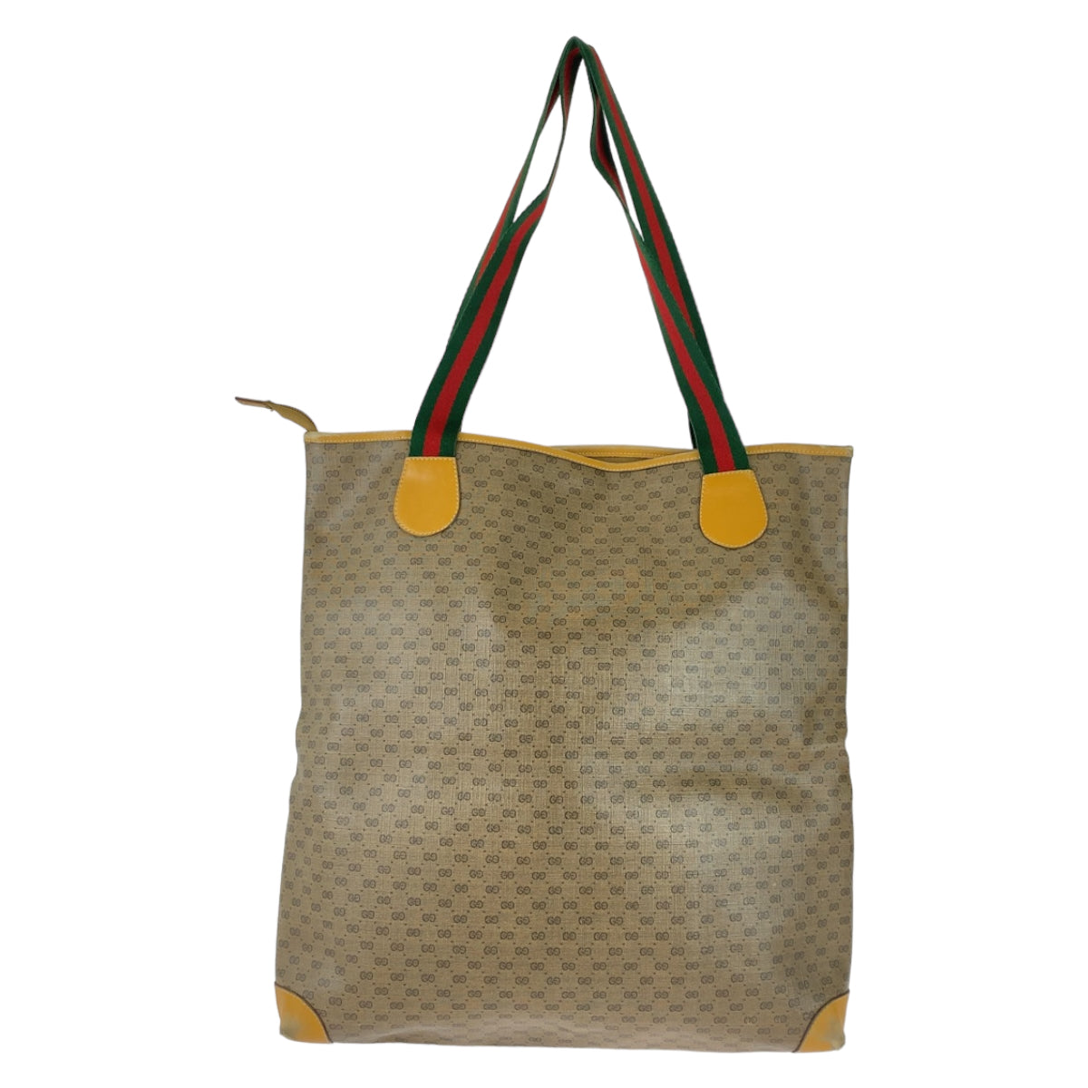 GUCCI Tote Bag 002 983 0163 GG Supreme Canvas Brown Beige Gold Metal Old Gucci Shelly Line Micro GG