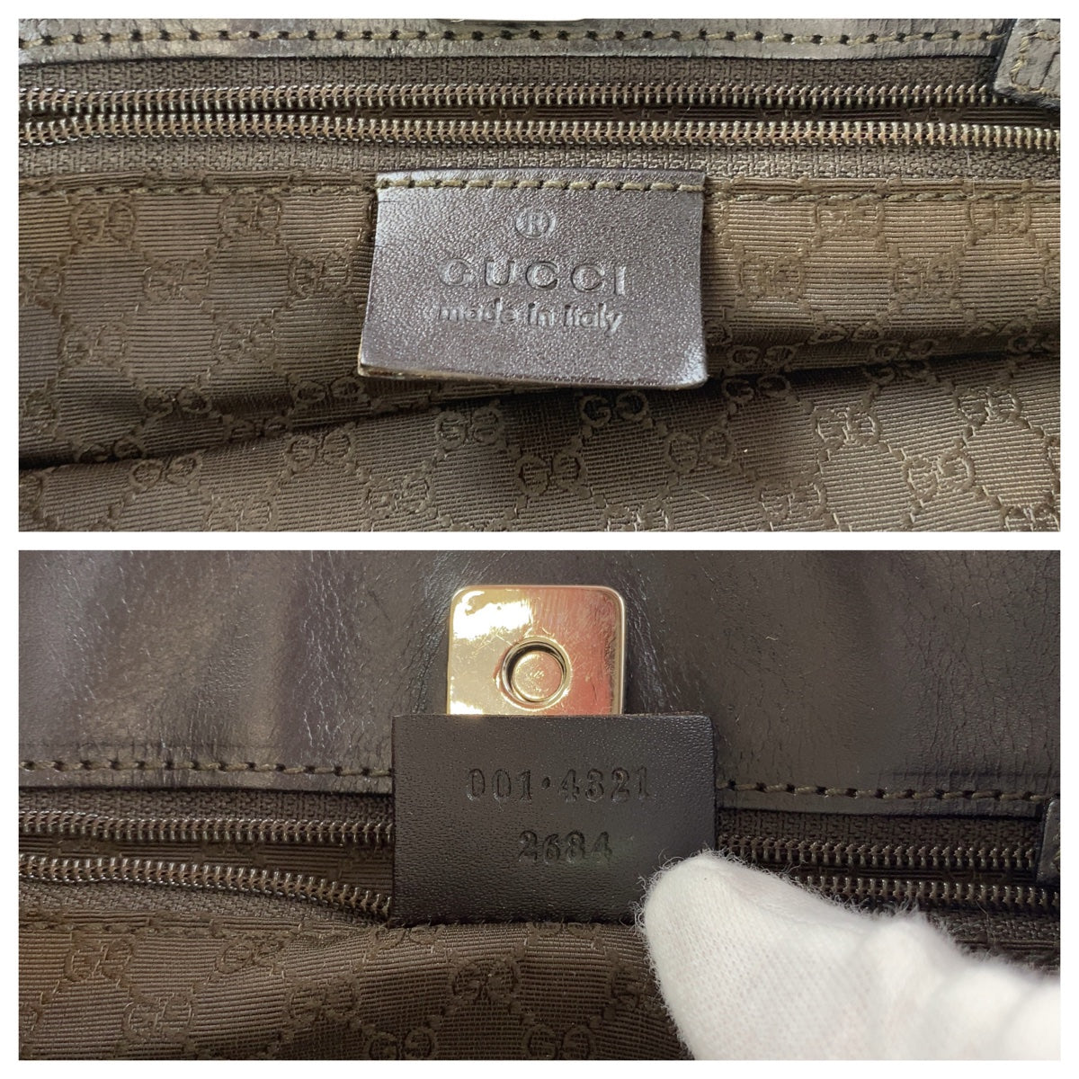 GUCCI Shoulder Bag 001 4321 2684 canvas Beige SilverMetal Sherry line