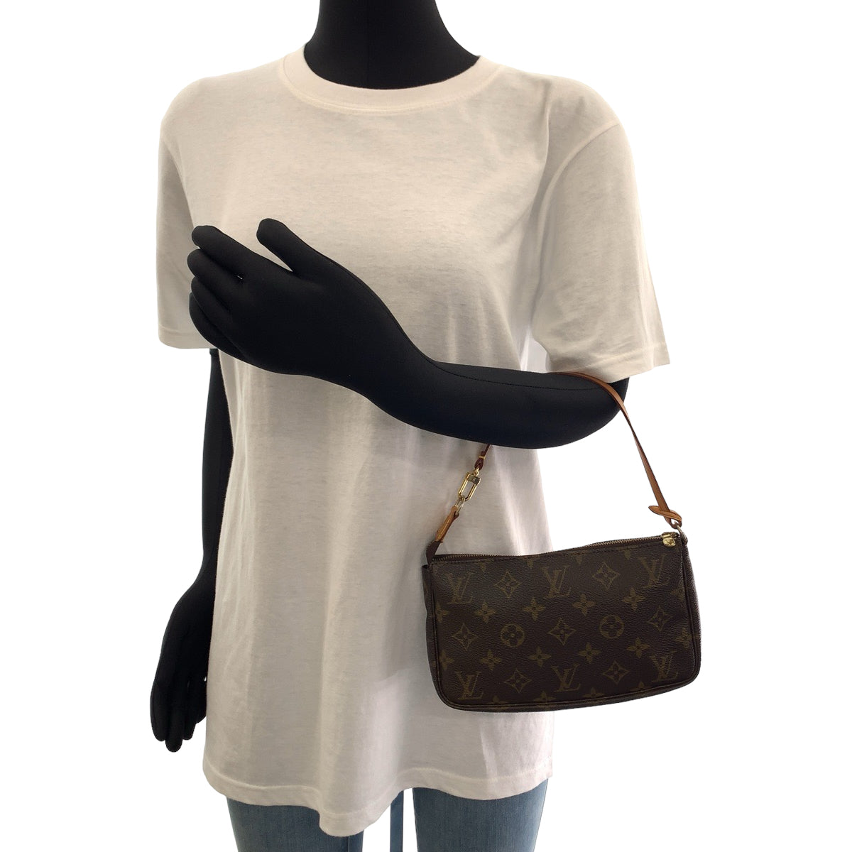 LOUIS VUITTON Handbag M40712 PVC Brown Gold Metal Handbag accessory pouch Monogram Accesspo Women