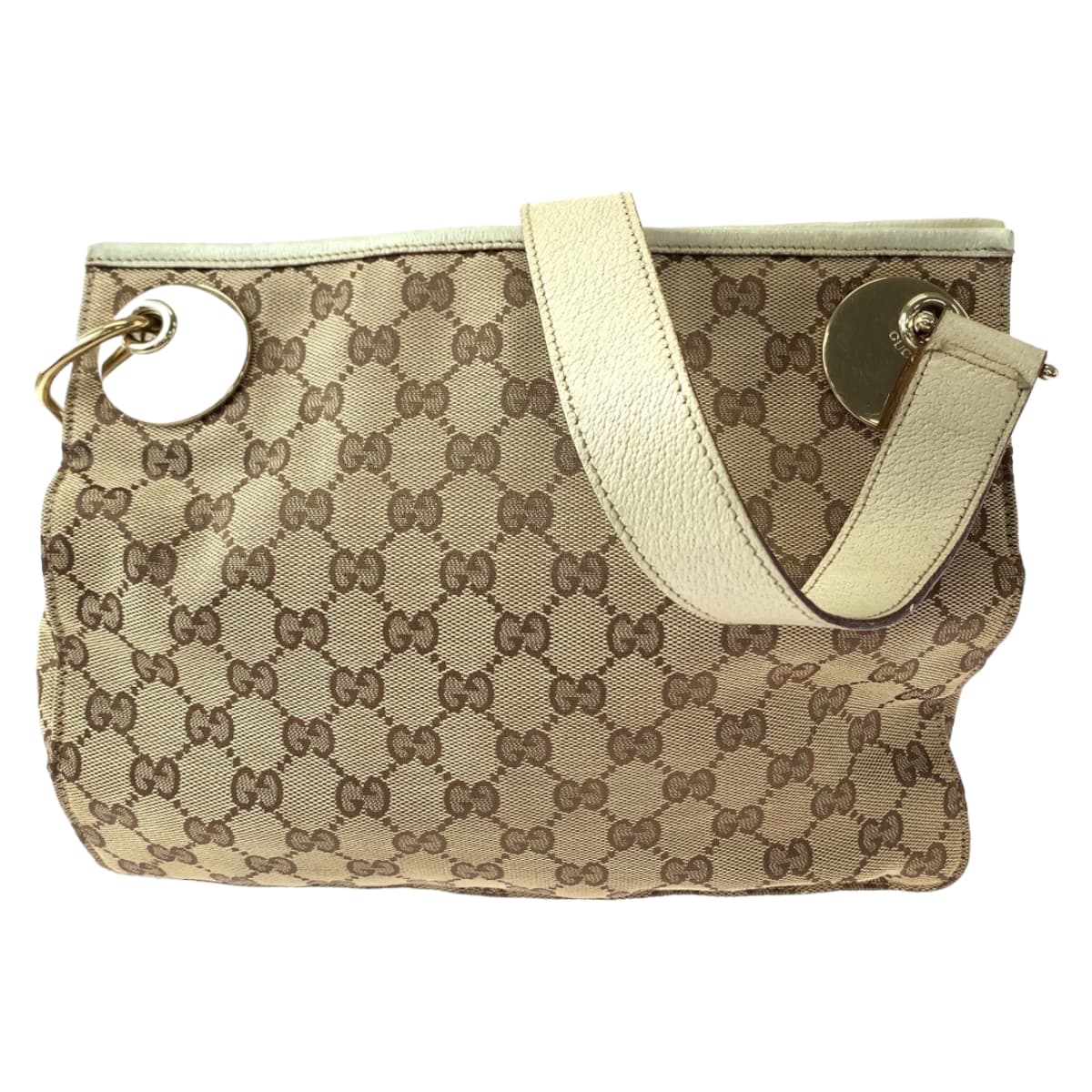 GUCCI Shoulder Bag 120841 GG canvas Brown Beige Gold Metal