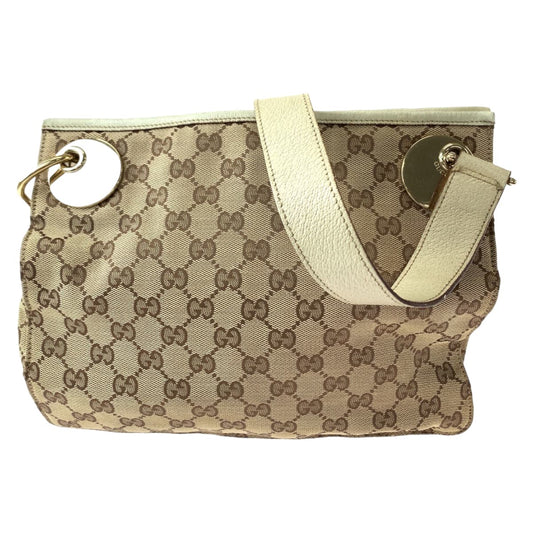 GUCCI Shoulder Bag 120841 GG canvas Brown Beige Gold Metal