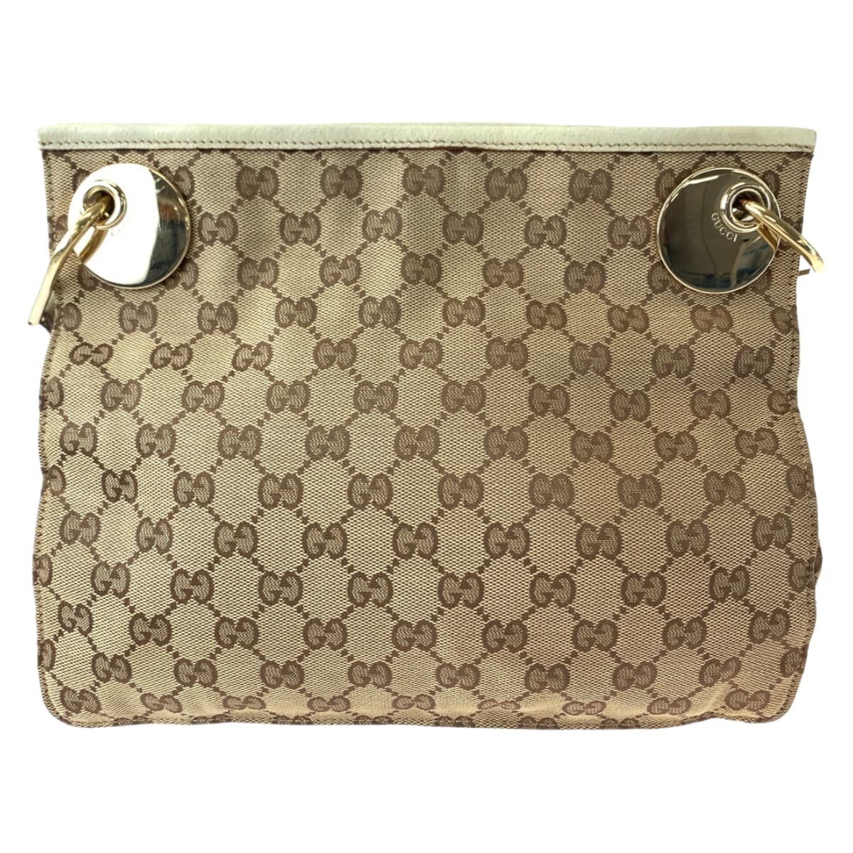 GUCCI Shoulder Bag 120841 GG canvas Brown Beige Gold Metal