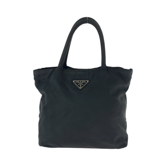 PRADA Handbag Nylon Black SilverMetal Handbag Tote Bag Test Triangle With logo Women