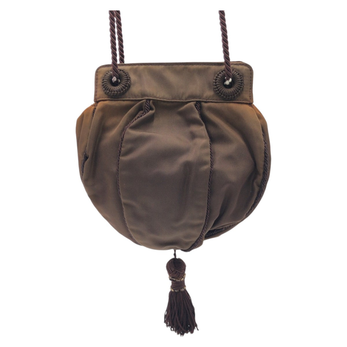 PRADA Shoulder Bag Nylon Brown Beads logo Women