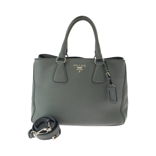 PRADA Shoulder Bag BN2579 leather gray Vitterodino logo