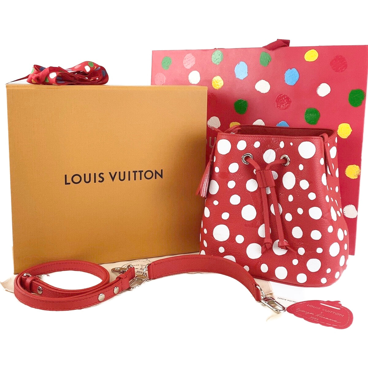 LOUIS VUITTON Shoulder Bag leather Red Silver Metal LVxYK NeoNoe BB Yayoi Kusama Japan limited model