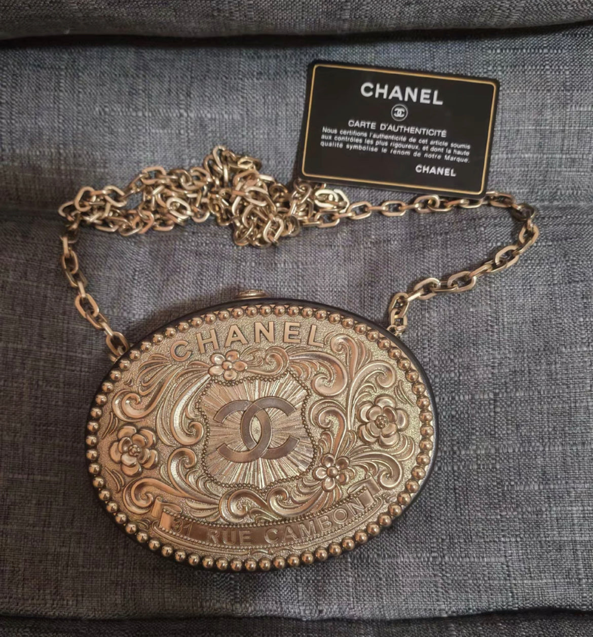CHANEL 2014 Paris-dallas MinaudiÃ¨re Crossbody Bag In Black