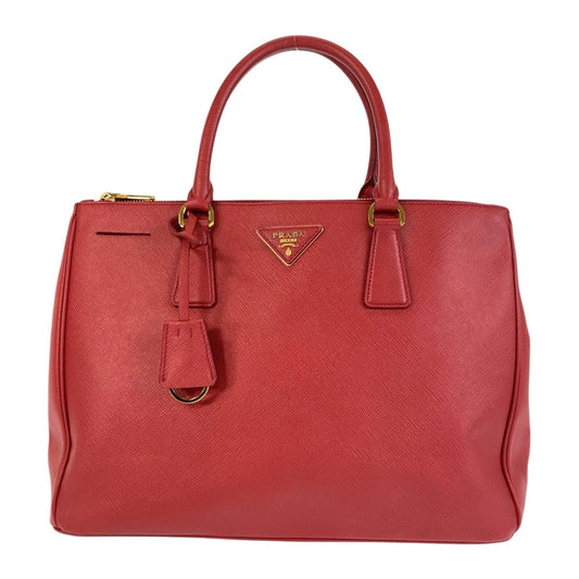 PRADA Handbag leather Red Gold Metal Safiano Galleria