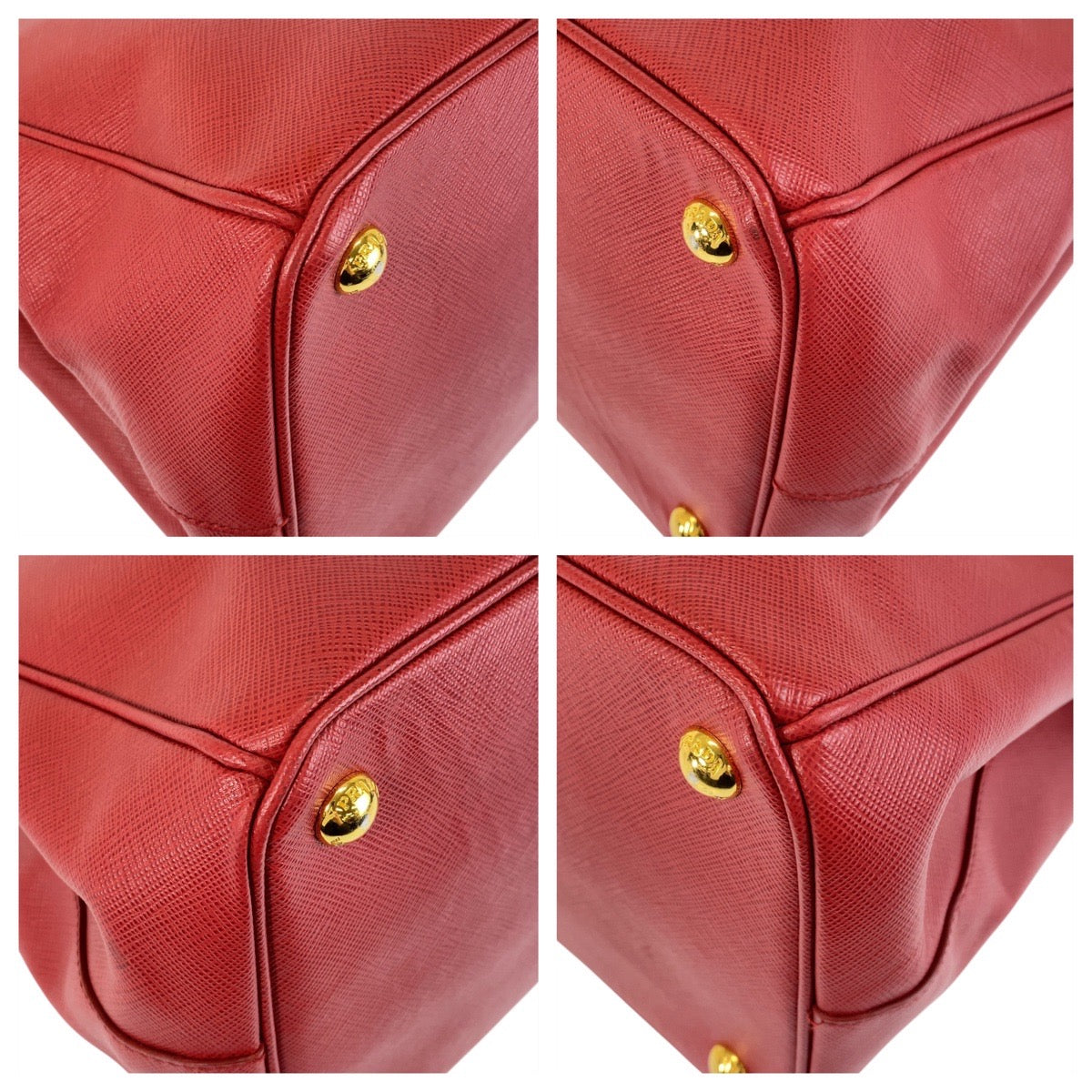 PRADA Handbag leather Red Gold Metal Safiano Galleria - Style 2