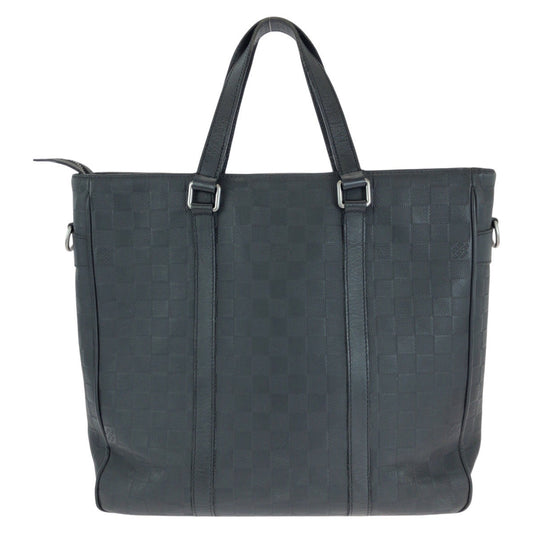 LOUIS VUITTON Business bag N41467 leather Black Gunmetal Business bag Tote Bag Damier Anfini Tadao PM mens