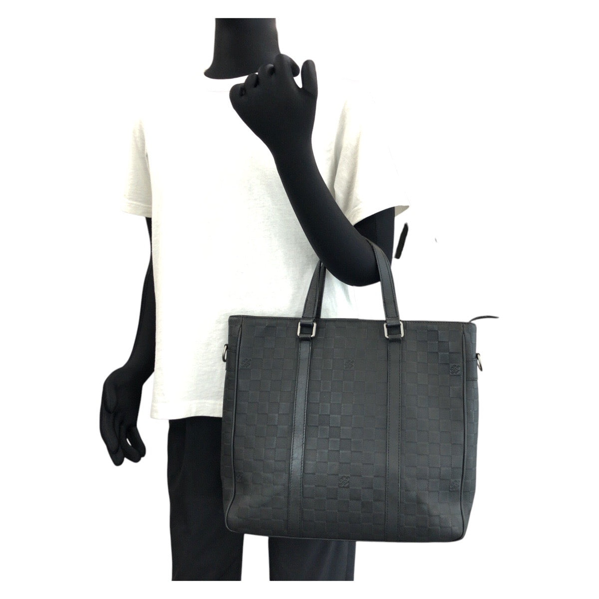 LOUIS VUITTON Business bag N41467 leather Black Gunmetal Business bag Tote Bag Damier Anfini Tadao PM mens