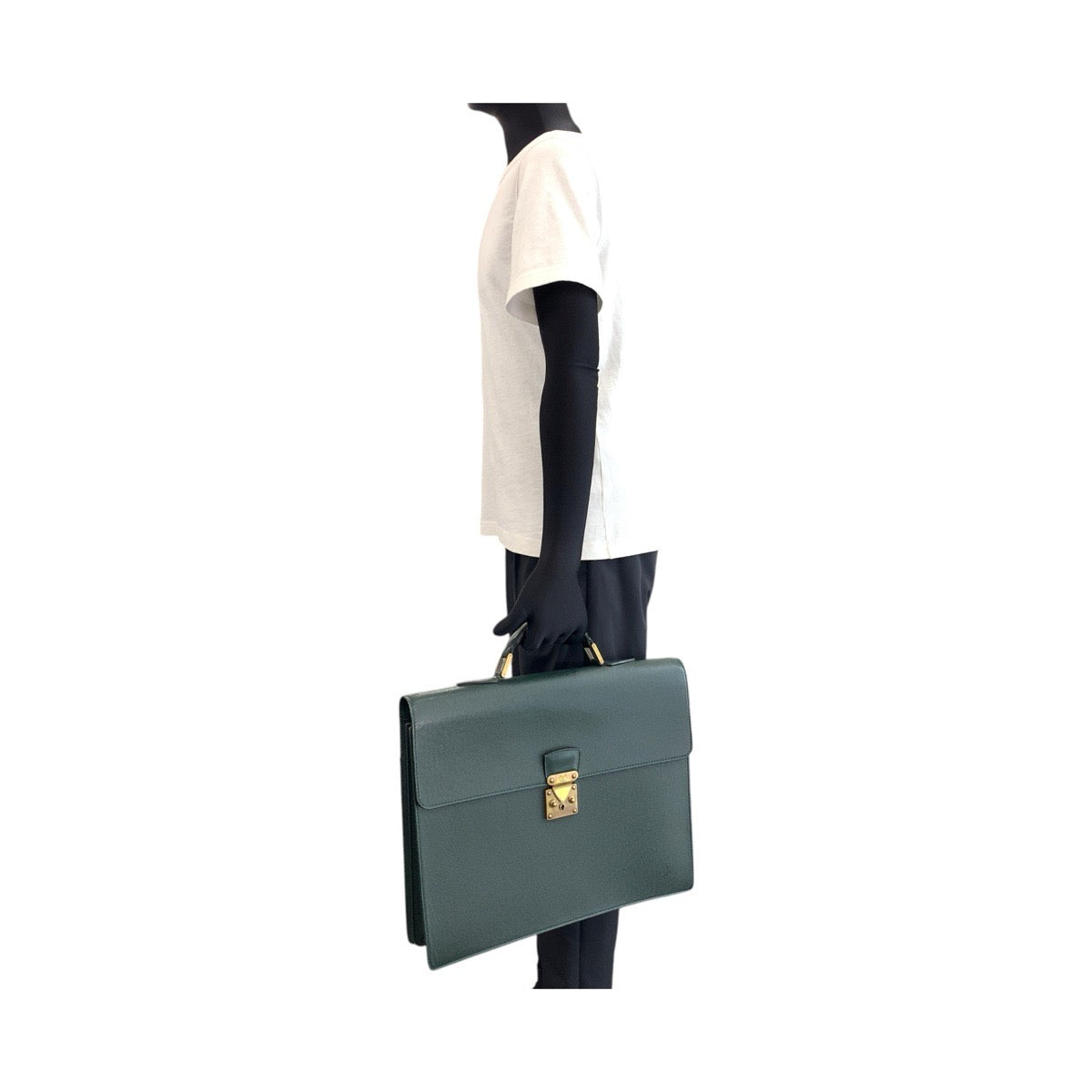 LOUIS VUITTON Business bag M30034 leather Episea Dark Green Gold Metal Business bag briefcase Taiga Moscova mens