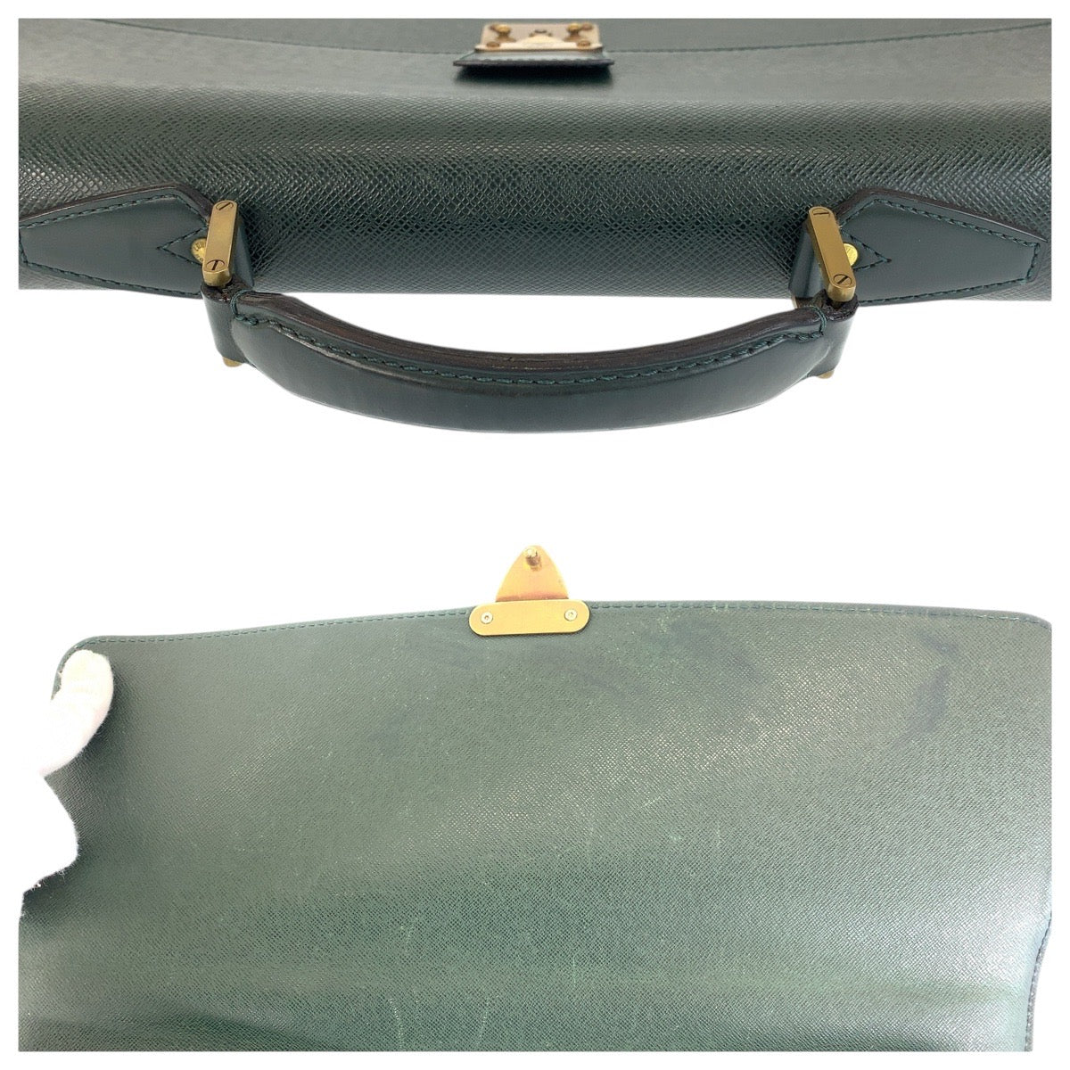 LOUIS VUITTON Business bag M30034 leather Episea Dark Green Gold Metal Business bag briefcase Taiga Moscova mens