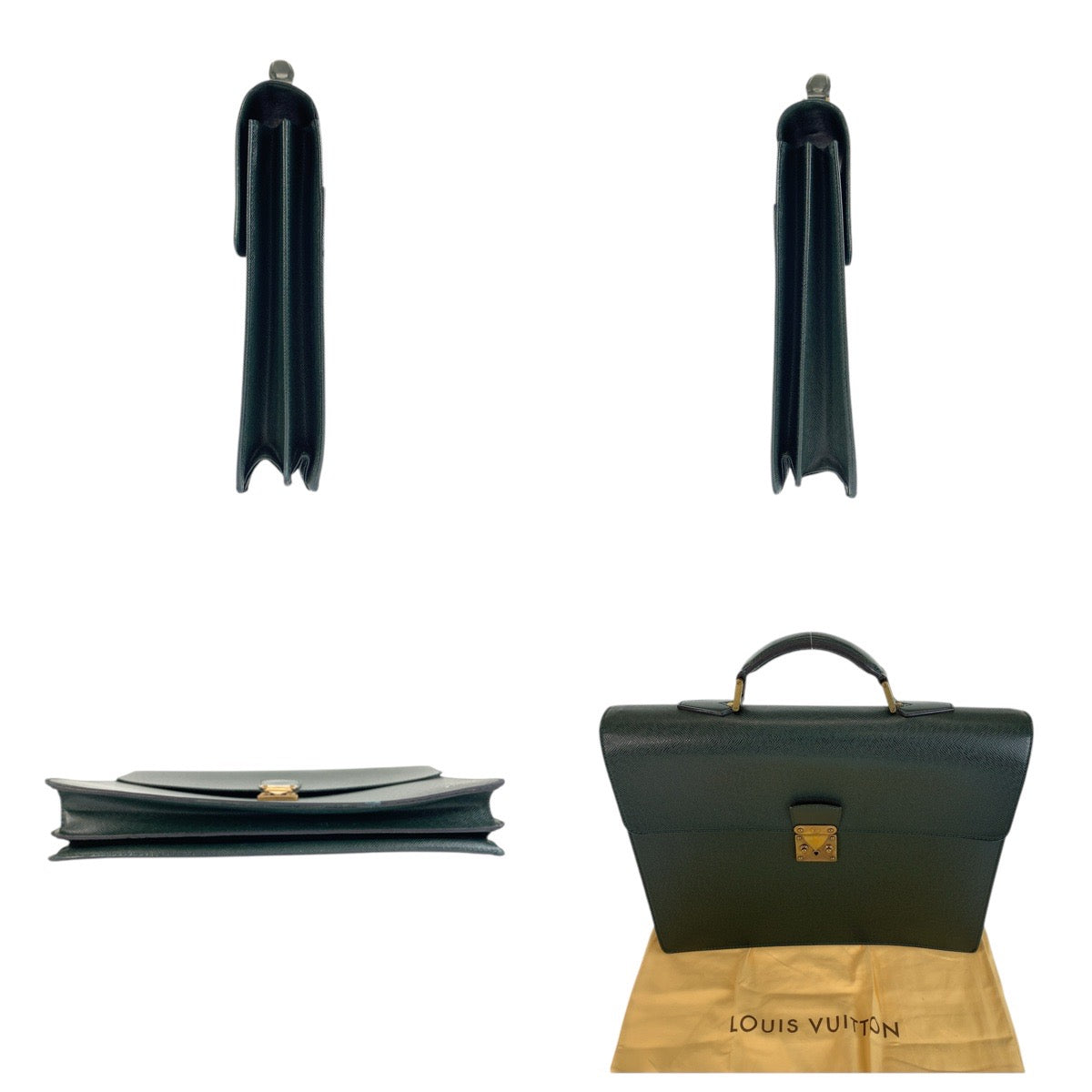 LOUIS VUITTON Business bag M30034 leather Episea Dark Green Gold Metal Business bag briefcase Taiga Moscova mens