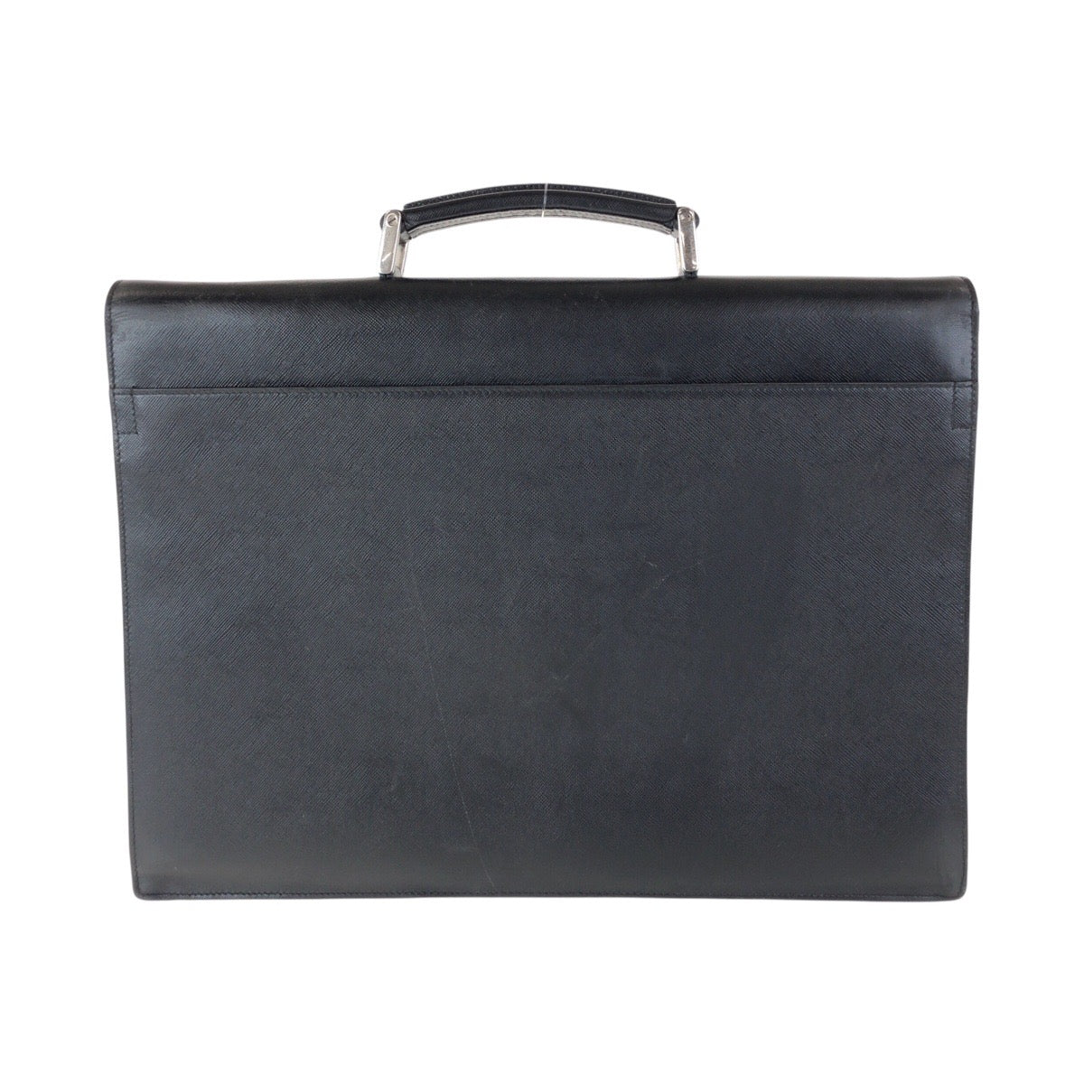 PRADA Business bag leather Black SilverMetal Safiano - Style 2