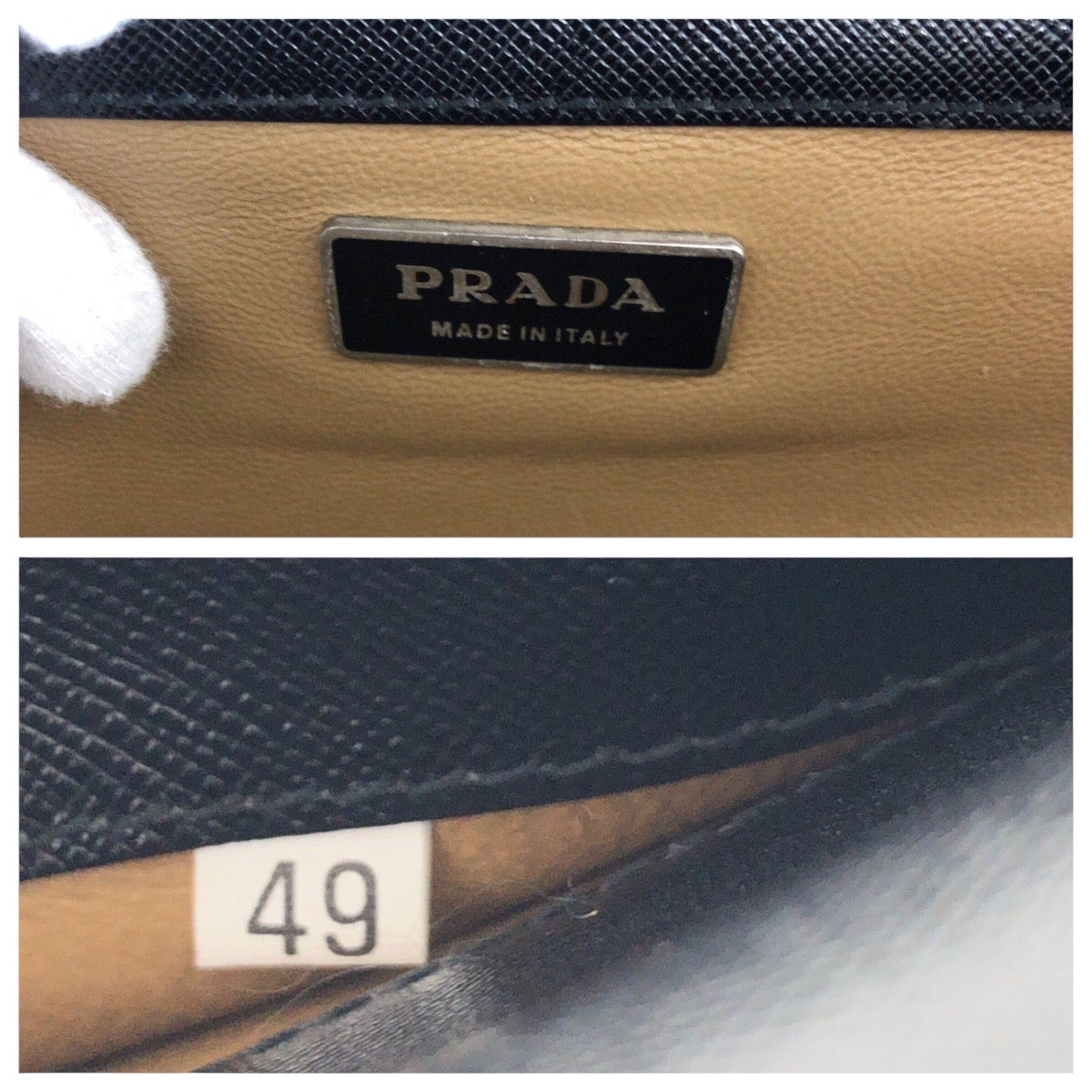 PRADA Business bag leather Black SilverMetal Safiano - Style 2