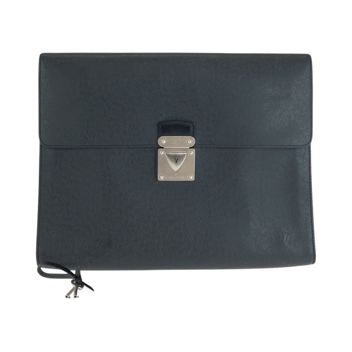 LOUIS VUITTON Business bag M31062 leather Ardoise Black SilverMetal Business bag briefcase Taiga Minuto mens