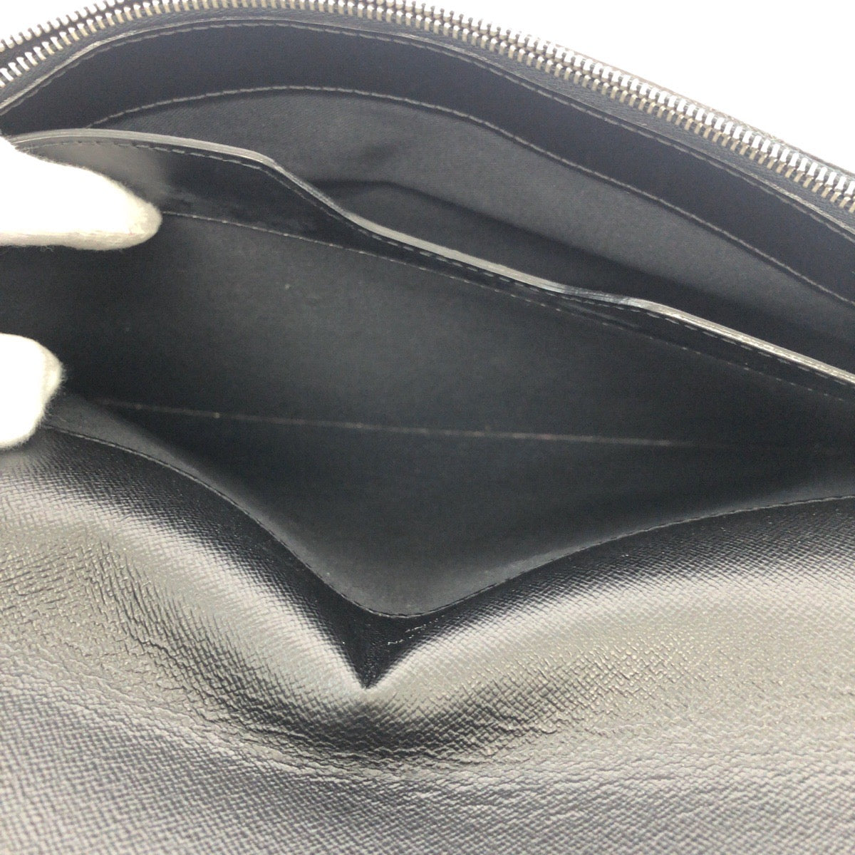 LOUIS VUITTON Business bag M31062 leather Ardoise Black SilverMetal Business bag briefcase Taiga Minuto mens