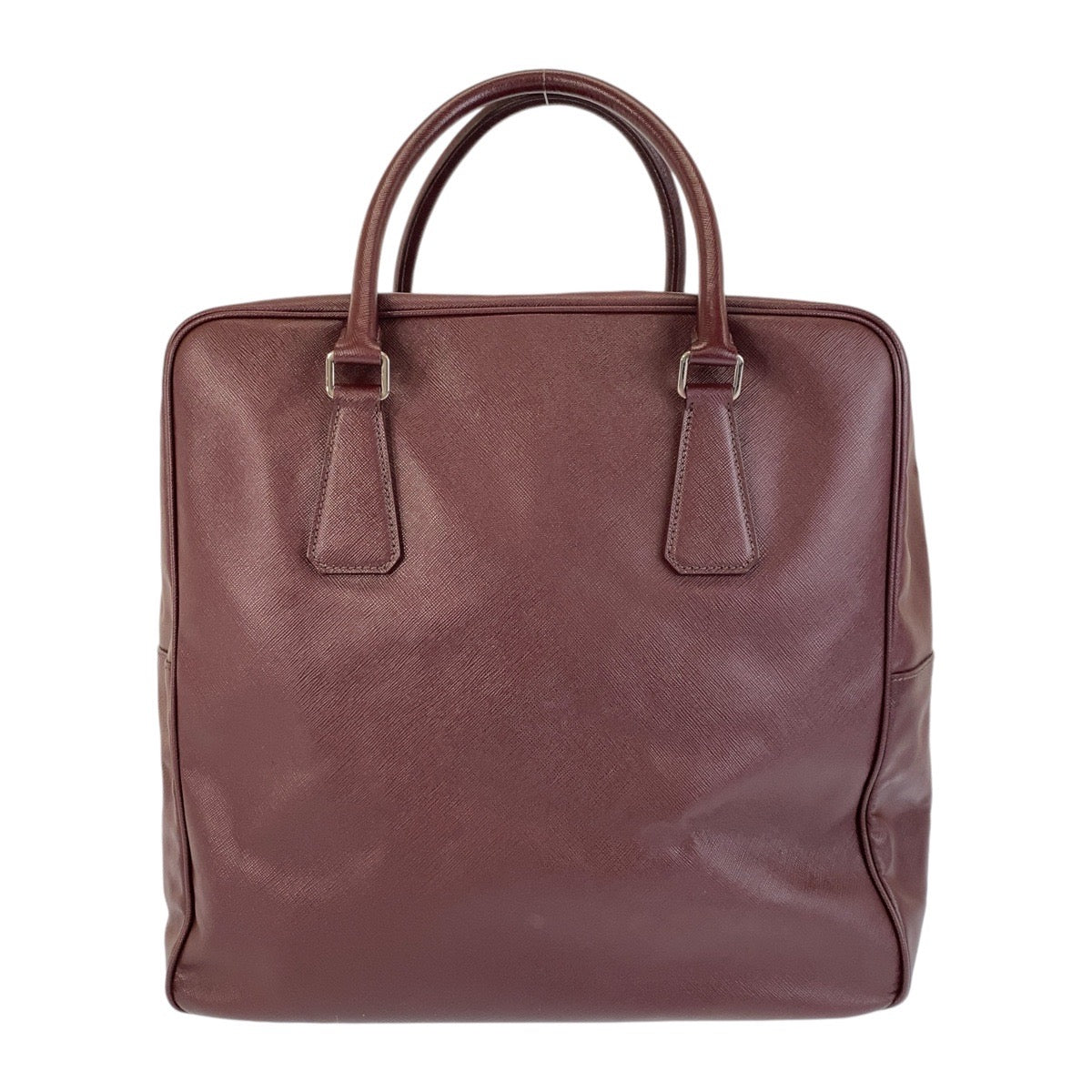 Prada Saffiano Triangle Logo Plate Leather 2way Boston Bag