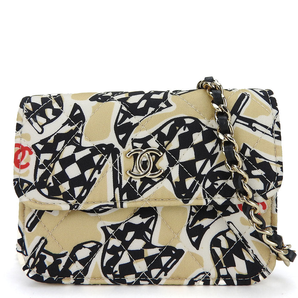 CHANEL Shoulder Bag canvas beige Mini-minimatrasse