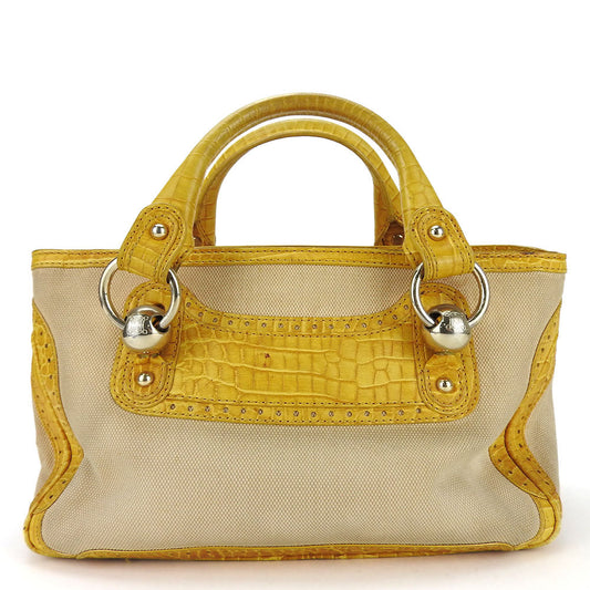 CELINE Handbag Canvas, Leather yellow Boogie bag Women