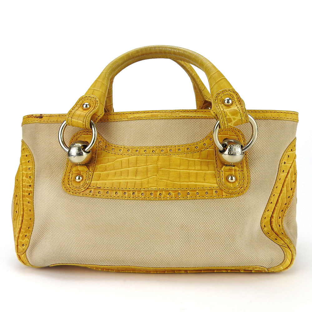 CELINE Handbag Canvas, Leather yellow Boogie bag Women