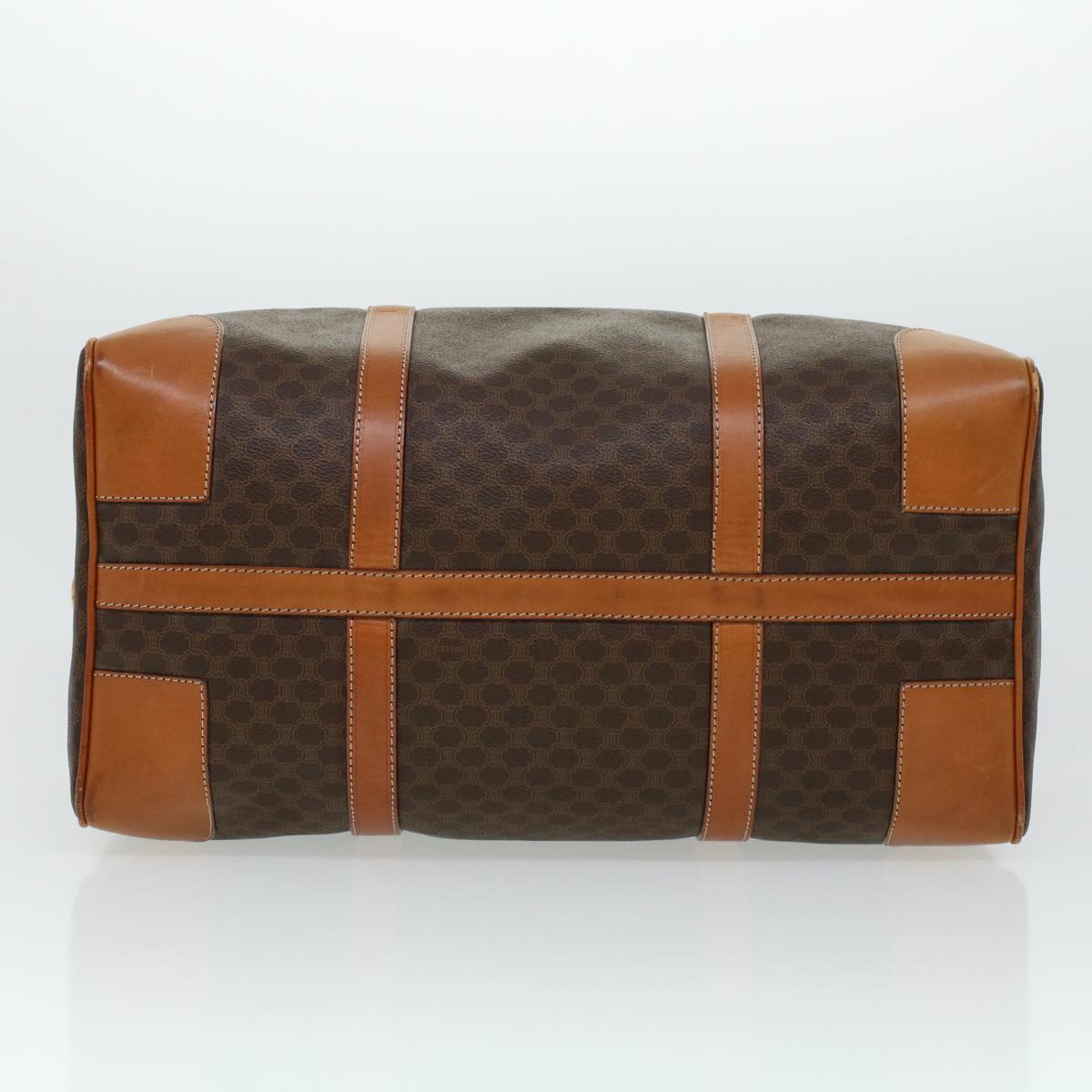Luxury CELINE Macadam Canvas Boston Bag PVC Leather Brown 41216