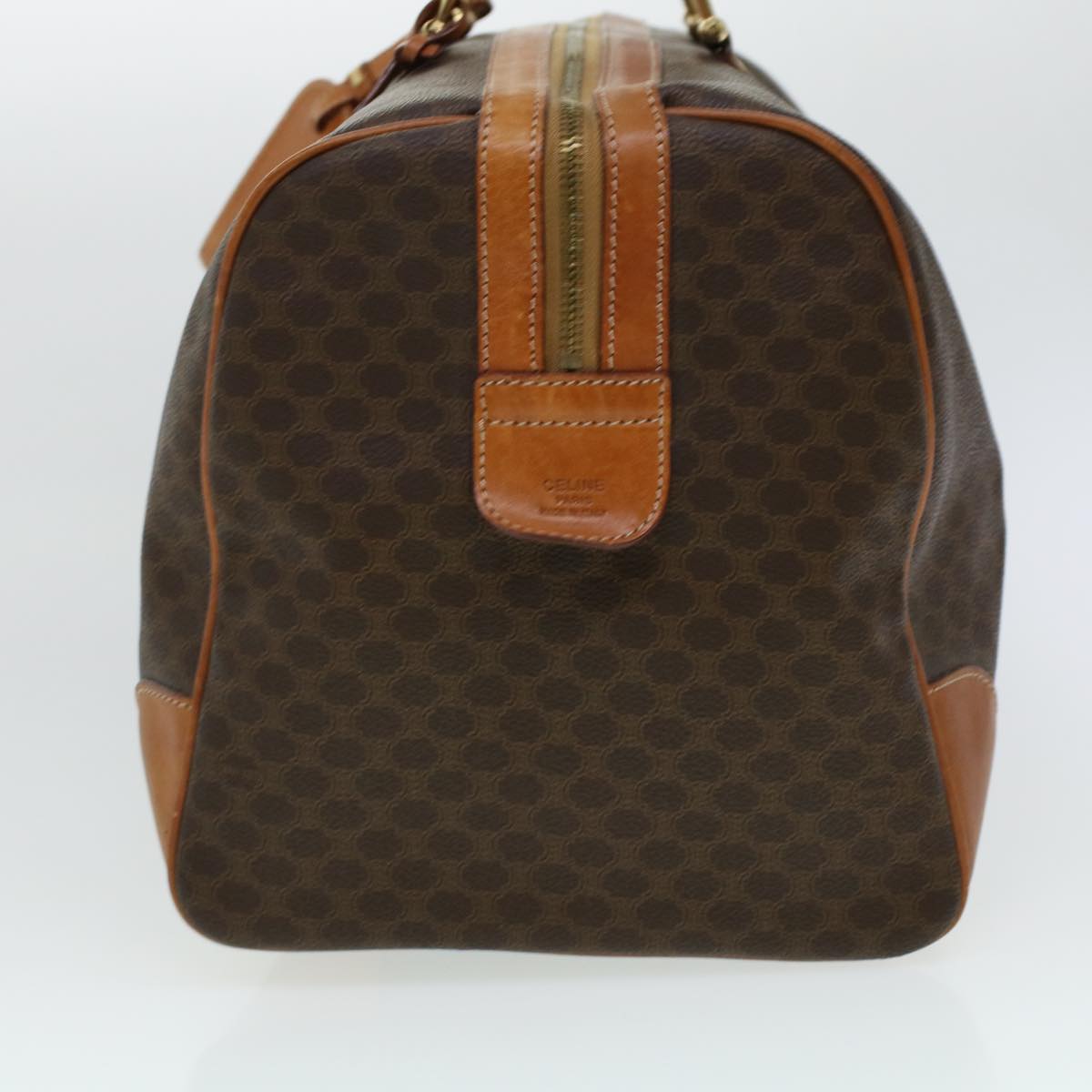 Luxury CELINE Macadam Canvas Boston Bag PVC Leather Brown 41269