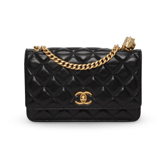 Chanel Black Quilted Lambskin Pillow Crush Wallet On Chain Crossbody