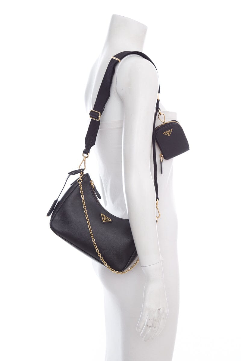 Prada Saffiano Lux Re-Edition Black Leather Handbag