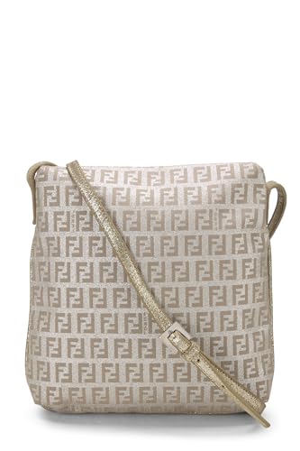 Fendi, Gold Lurex Zucchino Canvas Tube Messenger Bag Small, Gold