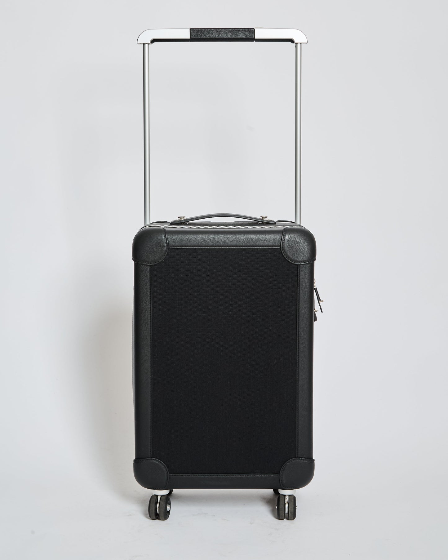 *HOT* Hermes Rolling Mobility Suitcase in Black with Black Clemence Leather Trim and Aluminium Hardware