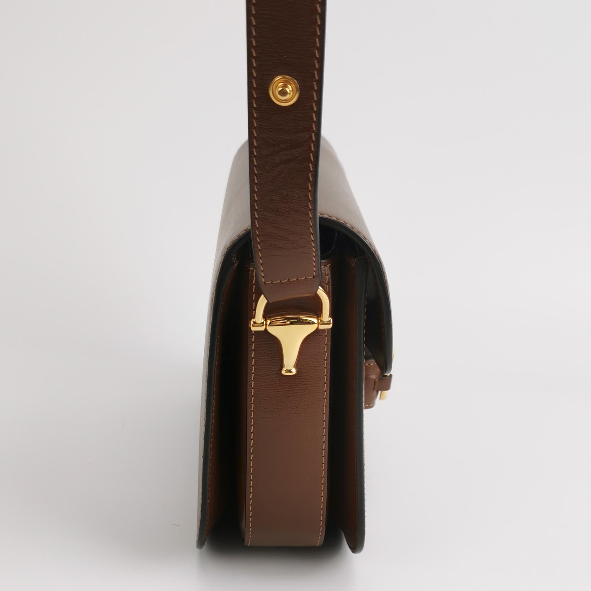Gucci 1955 Horsebit Shoulder Bag Caramel Brown Small Leather