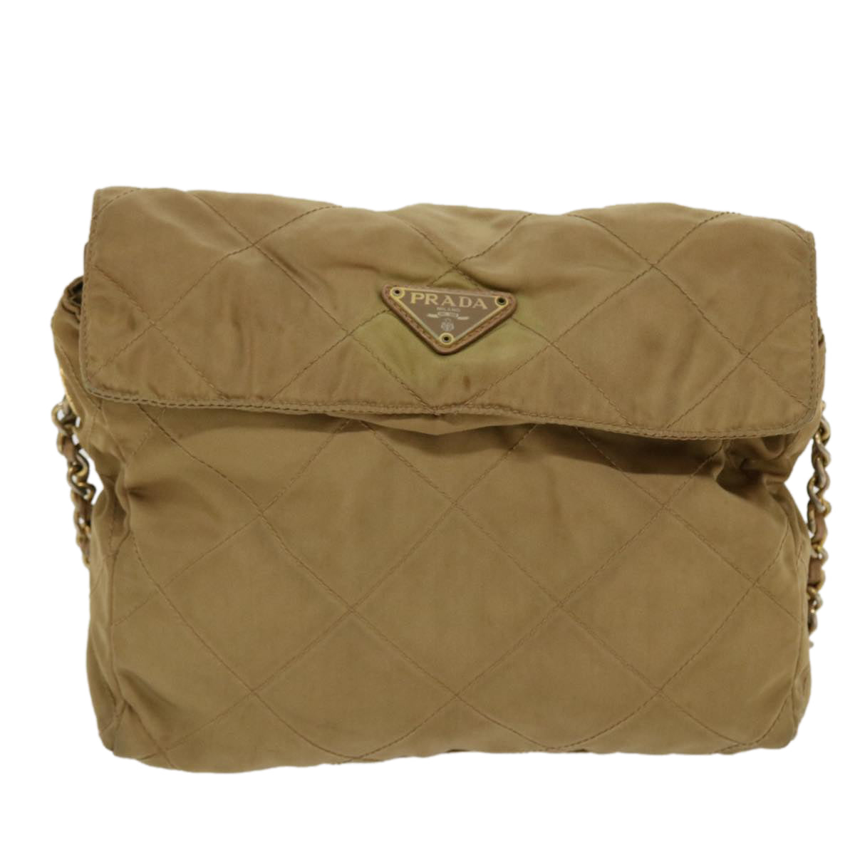 Prada Chain Shoulder Bag Nylon Khaki