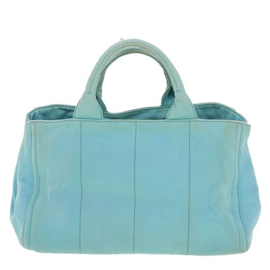 PRADA Bijoux Canapa Hand Bag Canvas 2way Light Blue Auth
