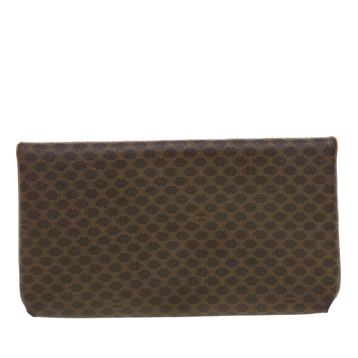 Luxury CELINE Macadam Canvas Clutch Bag PVC Leather Brown 42837