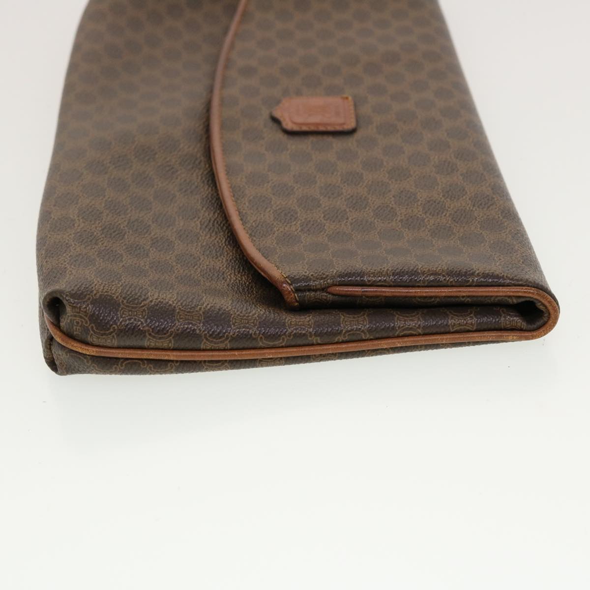 Luxury CELINE Macadam Canvas Clutch Bag PVC Leather Brown 42837