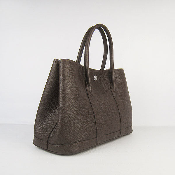 Luxury Hermes garden party handbag dark coffee