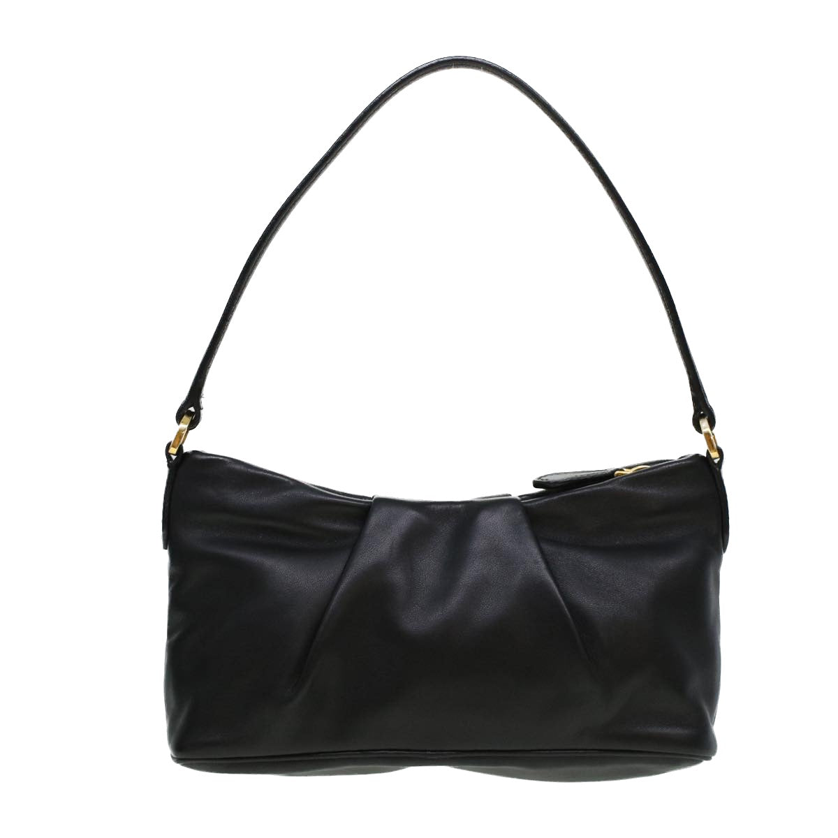 Prada Ribbon Hand Bag Leather Black