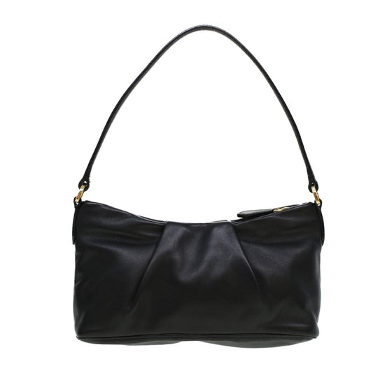 Prada Ribbon Hand Bag Leather Black