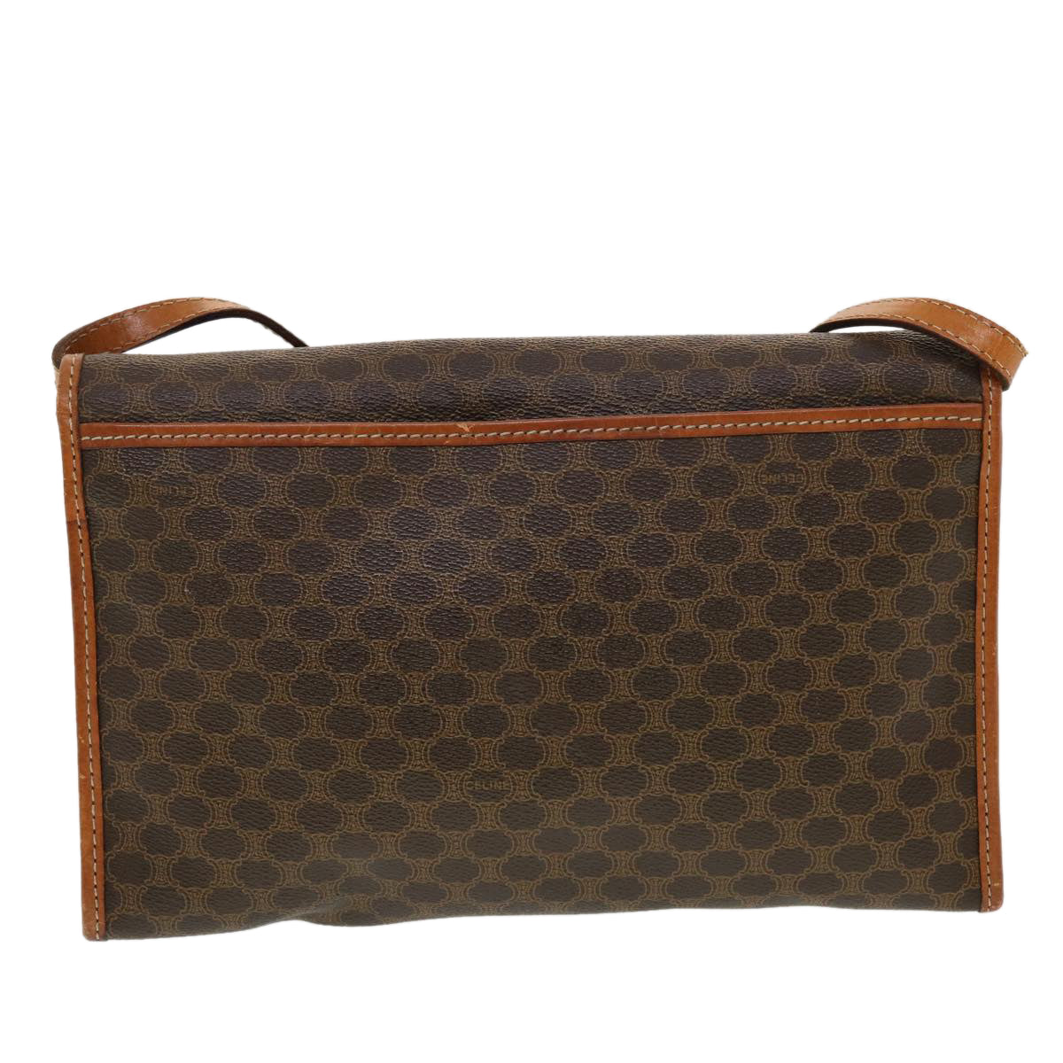 Luxury CELINE Macadam Canvas Shoulder Bag PVC Leather Brown 43566