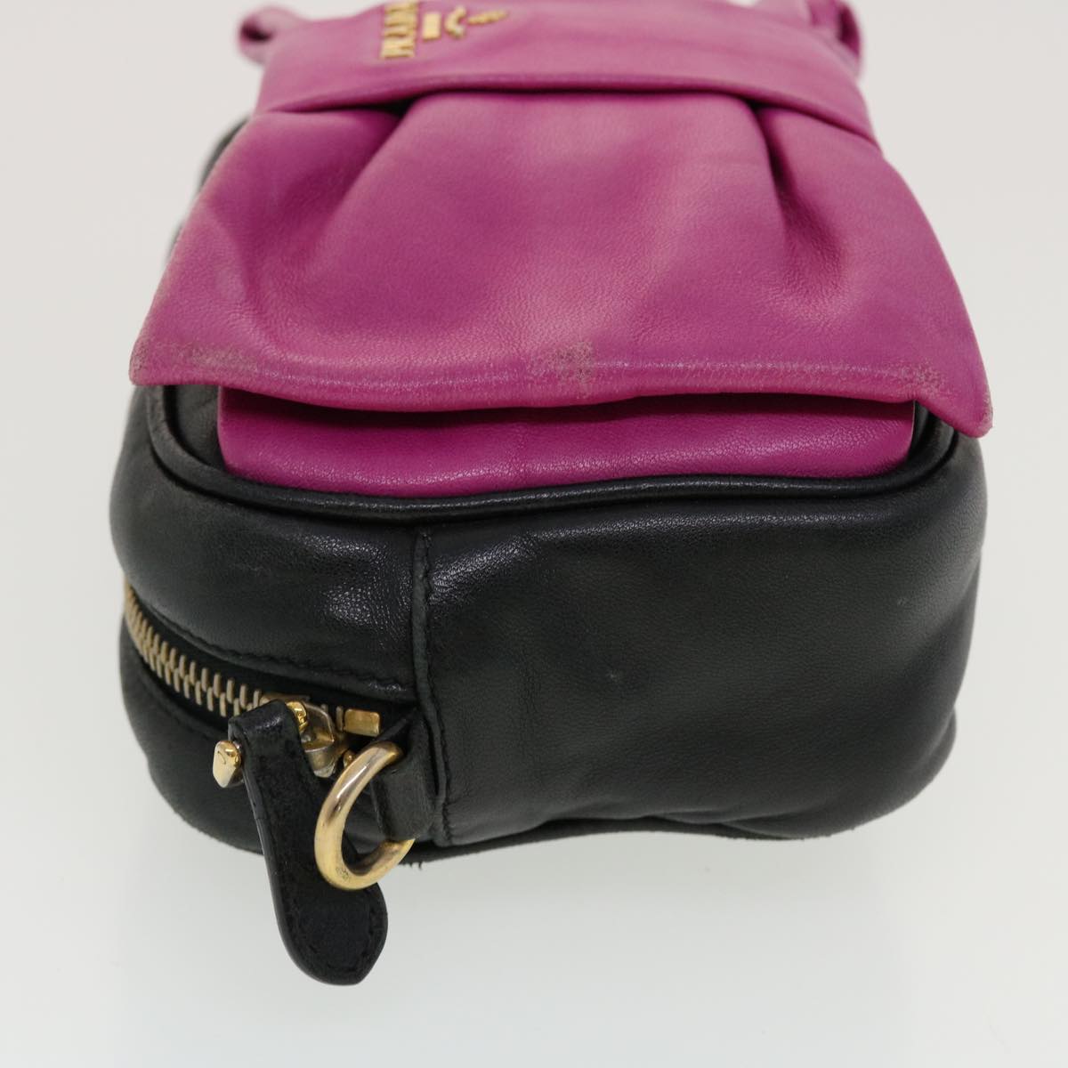 Prada Ribbon Shoulder Bag Nylon Black Pink