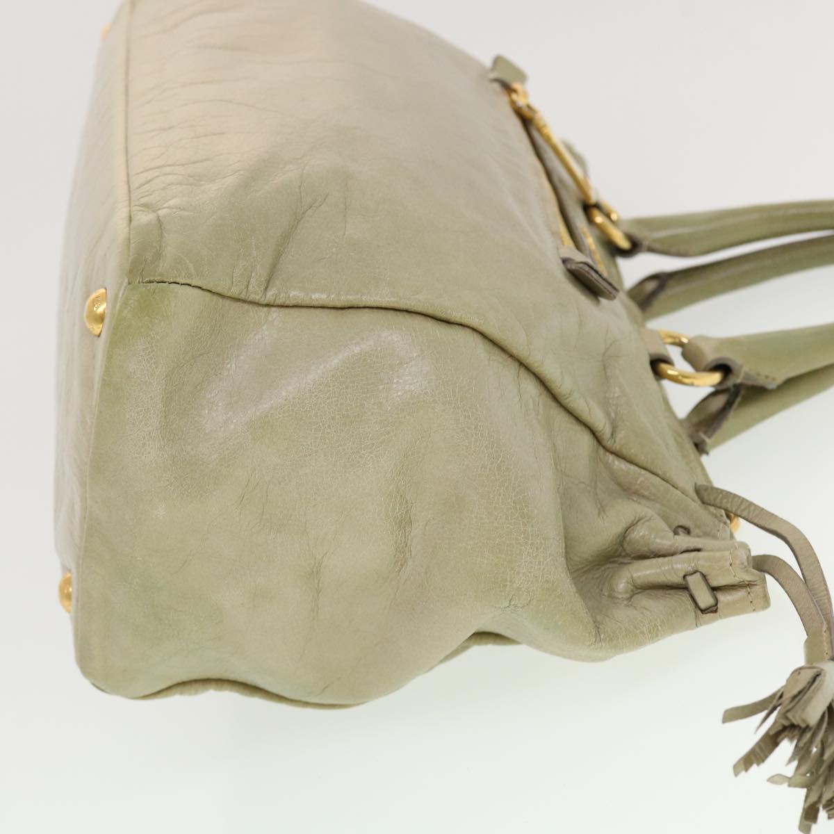 Prada Hand Bag Leather 2way Shoulder Bag Gray