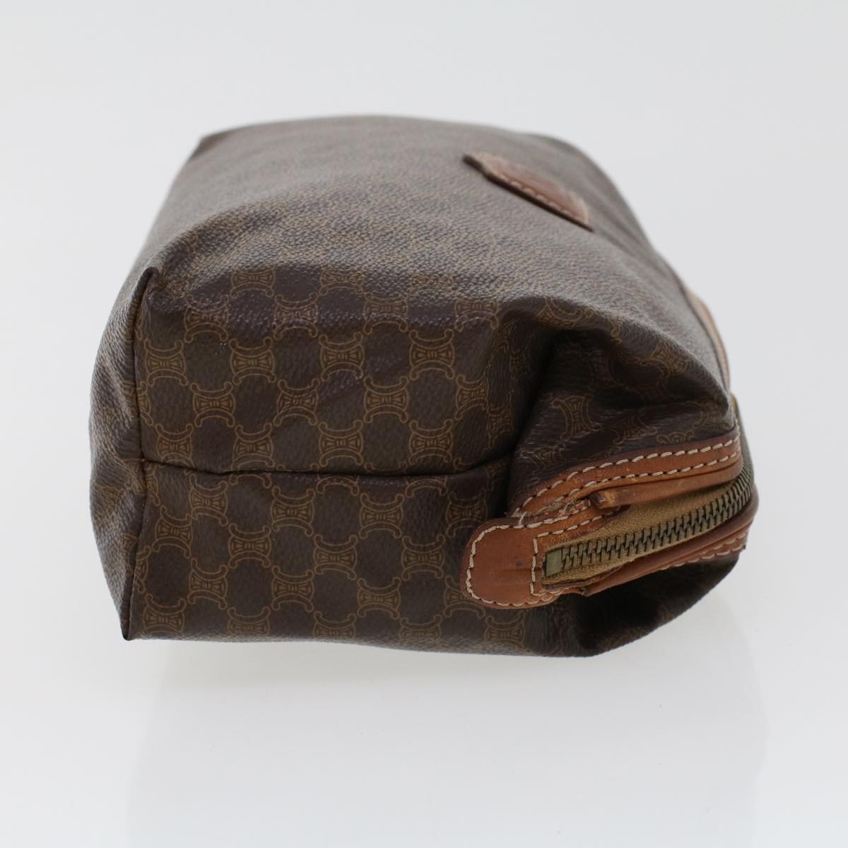 Luxury CELINE Macadam Canvas Pouch PVC Leather Brown 43800