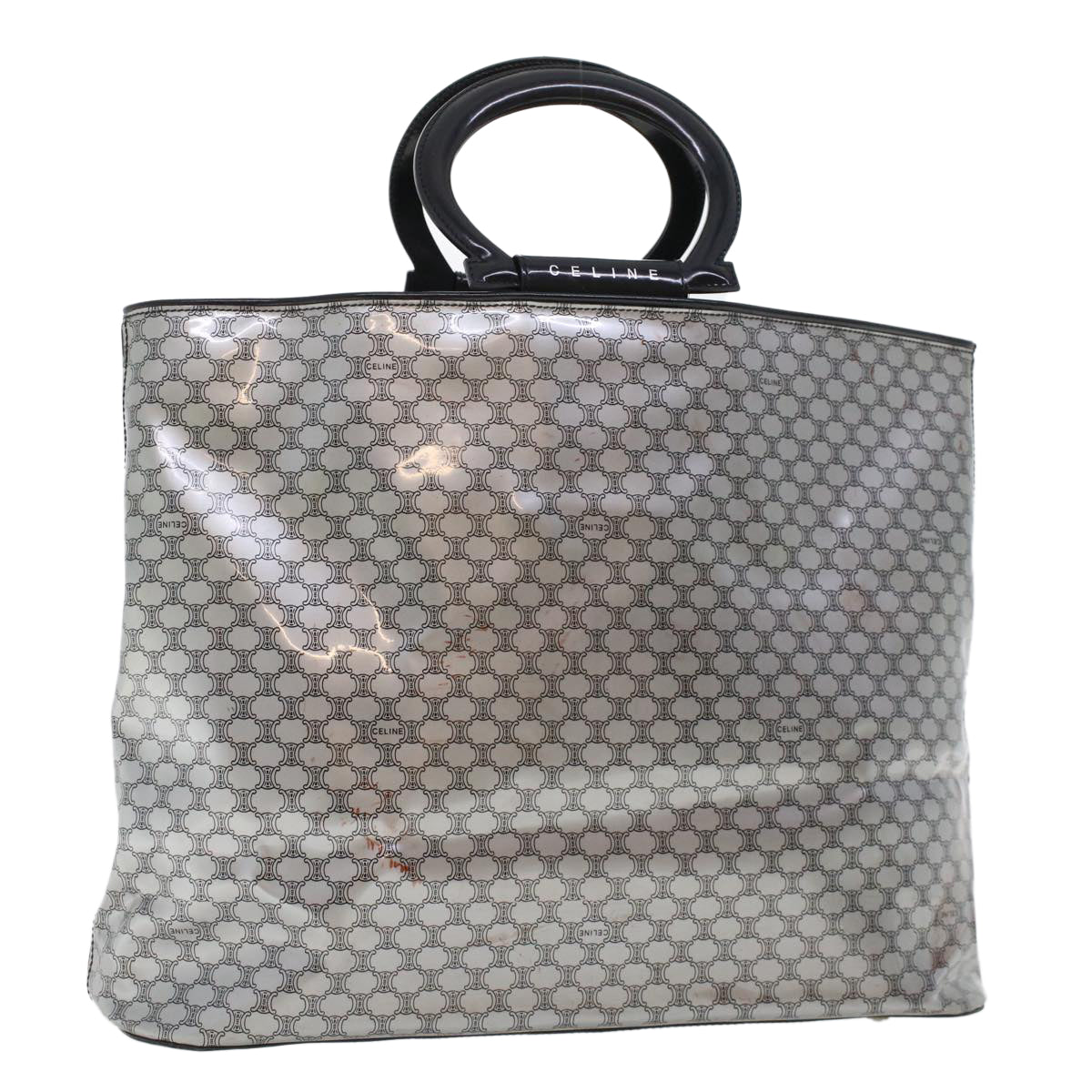 Luxury CELINE Macadam Canvas Hand Bag Enamel Silver 43874