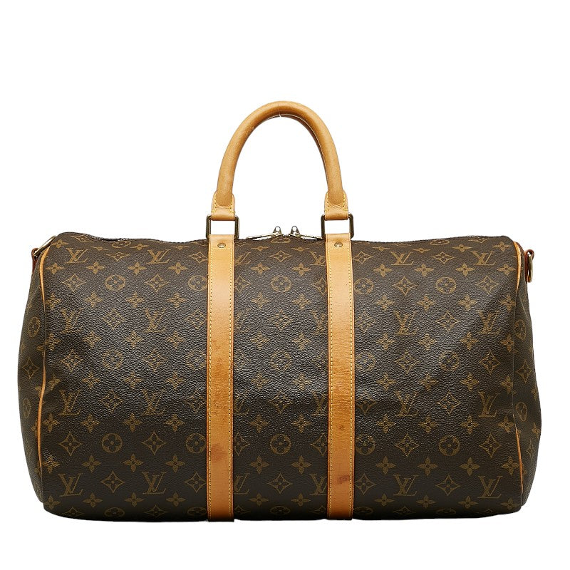 Louis Vuitton Monogram Keepall Bandrier 45 Boston Bag Handbag Shoulder Bag 2WAY M41418 Brown PVC Leather Louis Vuitton