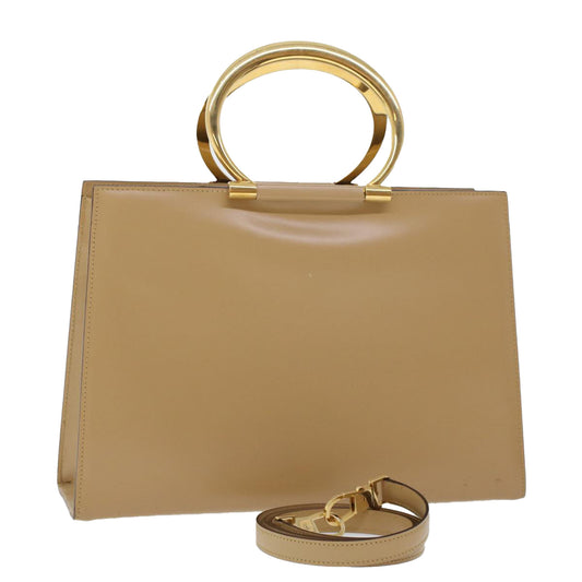 Luxury CELINE Hand Bag Leather 2way Beige 43929